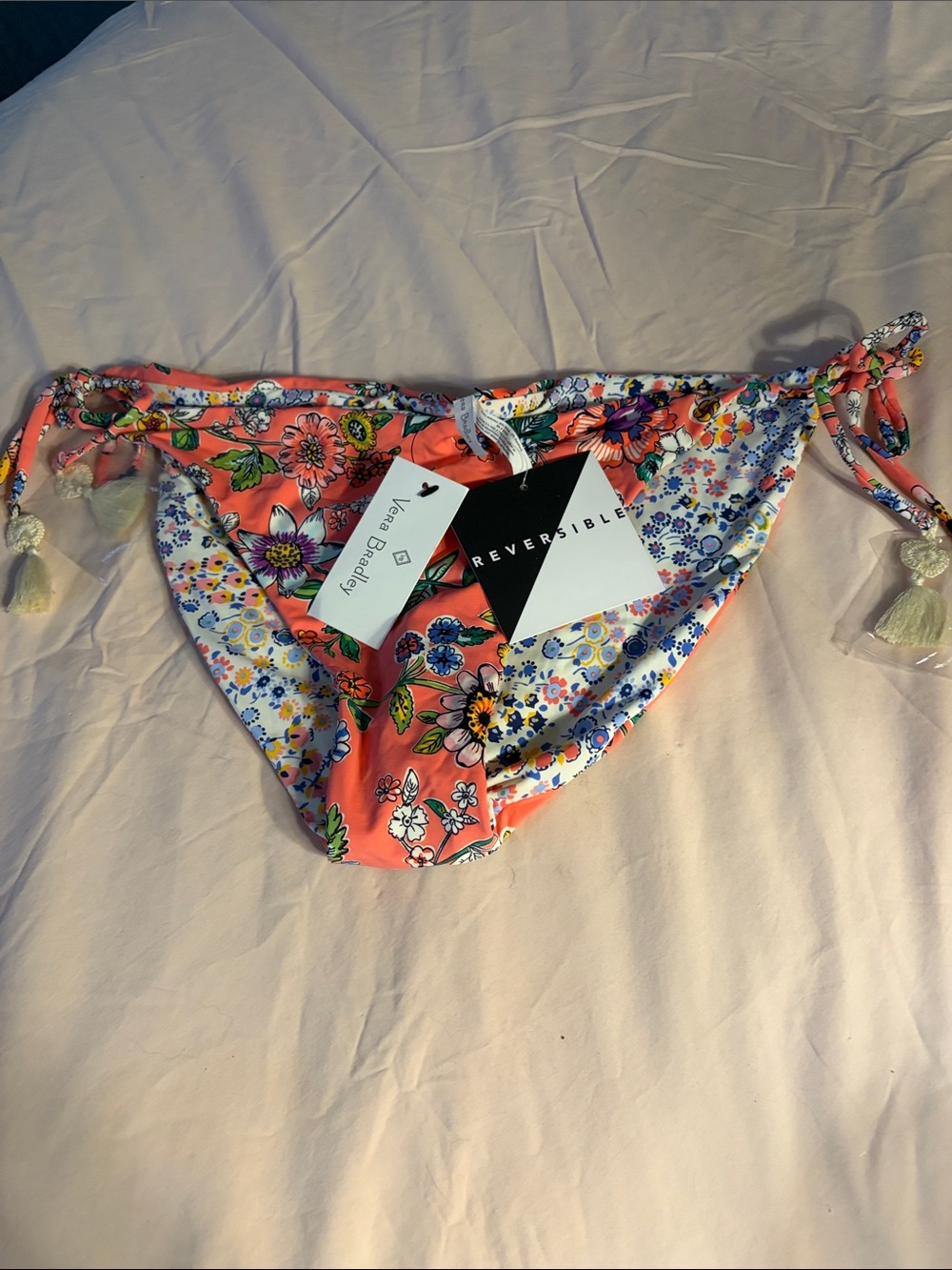 Vera Bradley Reversible Floral Bikini Bottoms in Coral and Multi